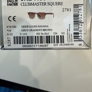 Ray-Ban Clubmaster Square Demi Gloss Havana with Grey Gradient Brown Lenses